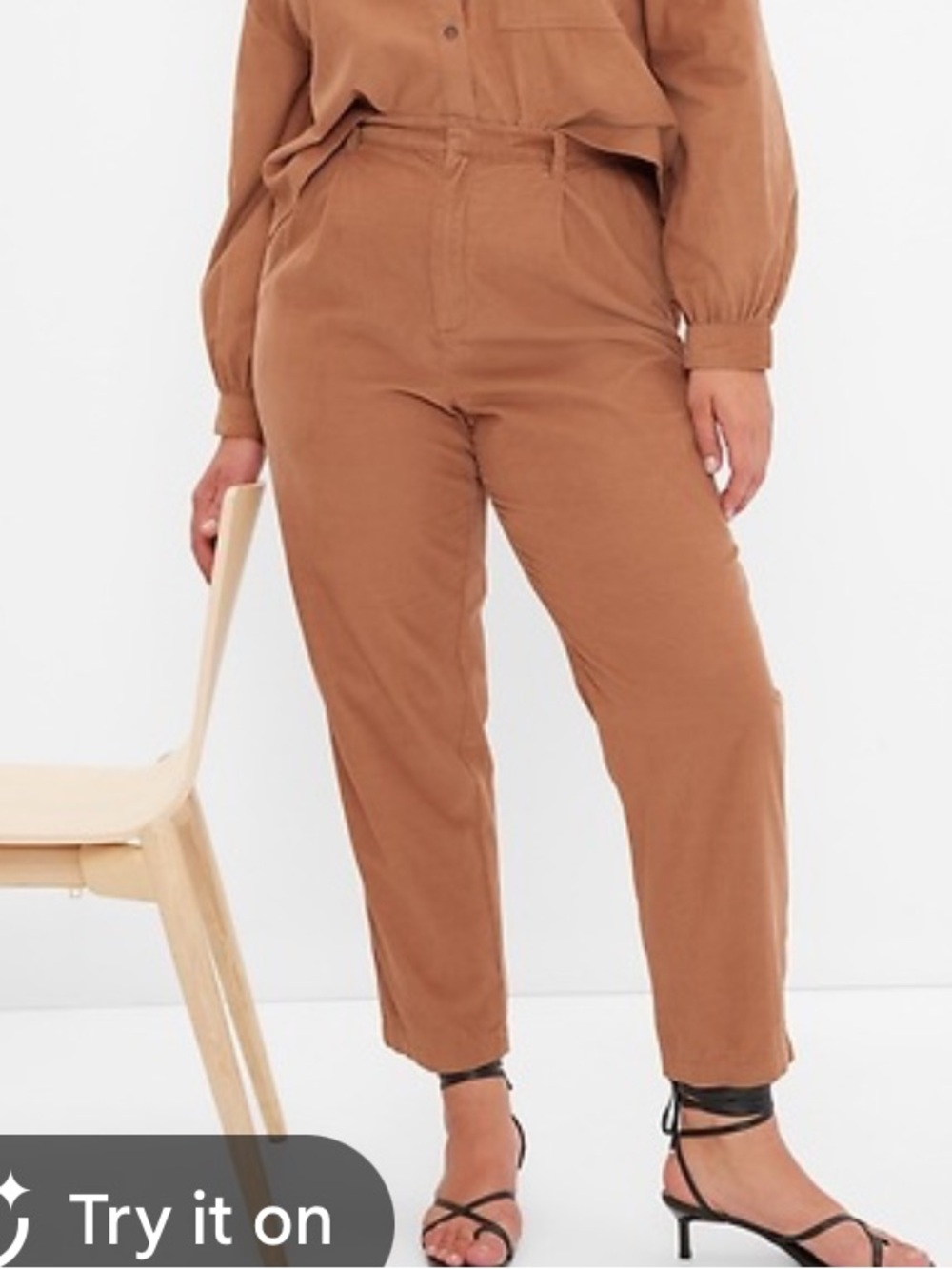 GAP Caramel holiday brown High Rise Pleated Taper Corduroy Pants Washwell 18 NWT